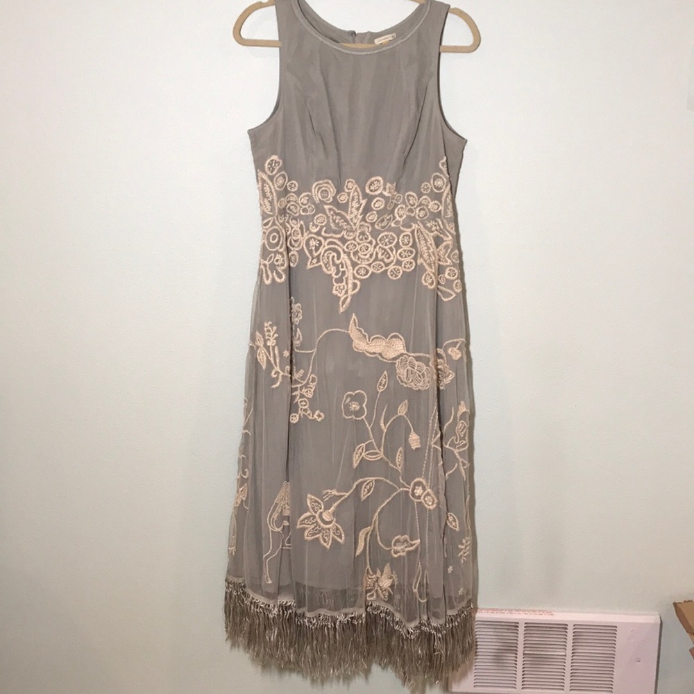 Anthropologie Leifsdottir cocktail dress gray 14